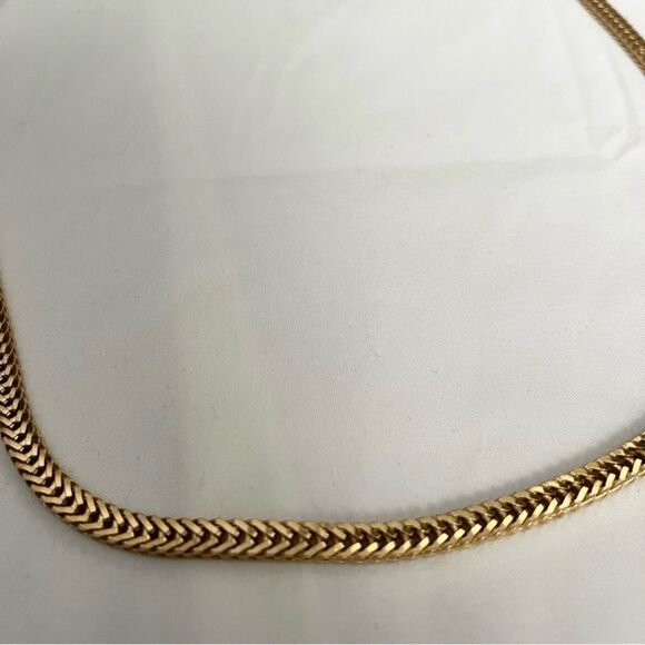 Vintage Gold Plated Snake Chain Necklace 30” Flat Herringbone Long Layering - Picture 7 of 10
